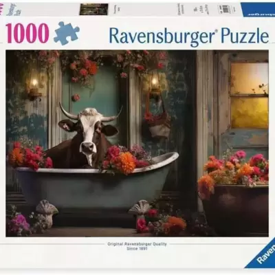 Puzzle slagalica 1000 delova Krava u kadi Ravensburger 12000782