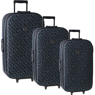 Komplet 3 kofera za putovanja Cairo Pattern Black
