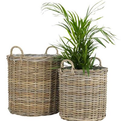 Dve dekorativne korpe sa rukohvatima za saksije sa cvećem