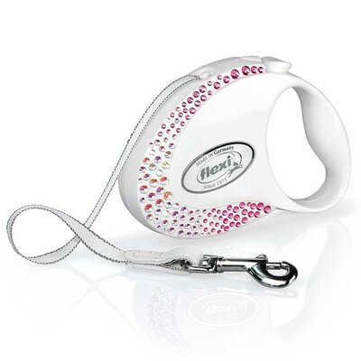 Povodac za psa Flexi Glam Composition S Tape 3m Pearl White