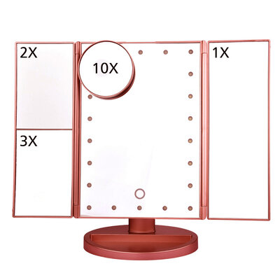 Ogledalo za šminkanje sa LED rasvetom bronzano
