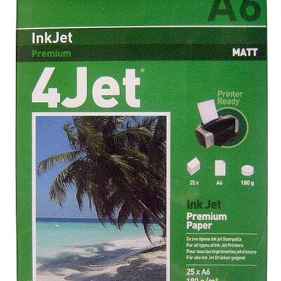 4Jet InkJet Mat Foto Papir A6, 1/25