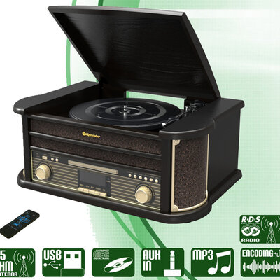 Vintage Style Gramofon Roadstar HIF-1898D+BT CD-mp3, Bluetooth, USB, AUX-IN