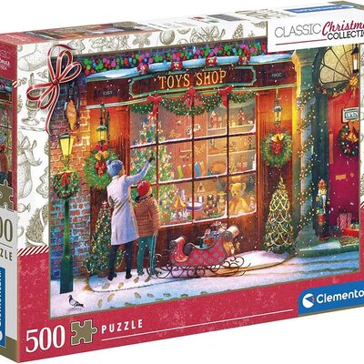 Puzzle slagalica 500 delova Starinska prodavnica igračaka pred Božić Clementoni 81496