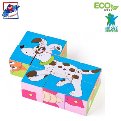 WOODY Slikovne kocke 3x3  - Slagalica ŽIVOTINJE 91138