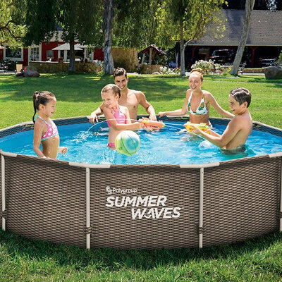 Okrugli bazen sa metalnim ramom 305x76cm Summer Waves Rattan Sa filter pumpom