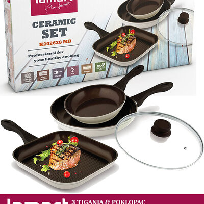 Komplet Keramičkih Tiganja Sa Poklopcem Lamart K202628MB
