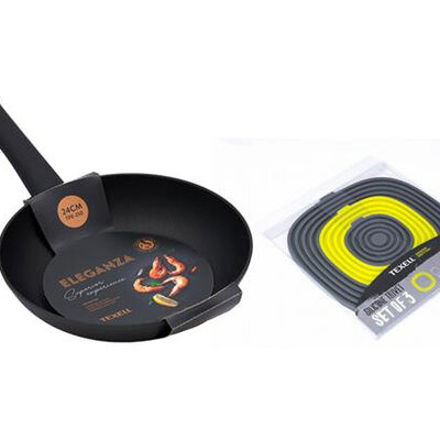 Texell set tiganj Eleganza 26cm i podmetač trodelni silikonski 