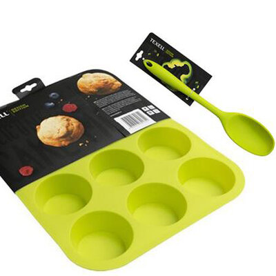 Texell set modla za mafine i projice od silikona i silikonska varjača zelena   