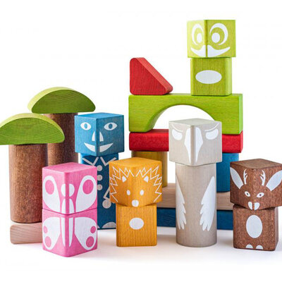 WOODY Drvene kocke - blokovi za slaganje Šuma 90912