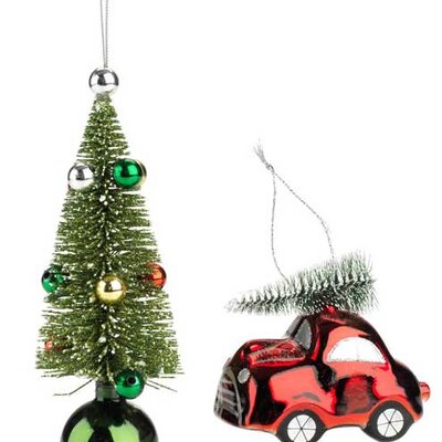 Novogodišnji ukrasi za jelku Automobil i jelkica