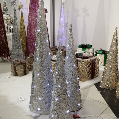 LED Svetleća Kupa Pearl Cone Visina 60 cm Srebrna