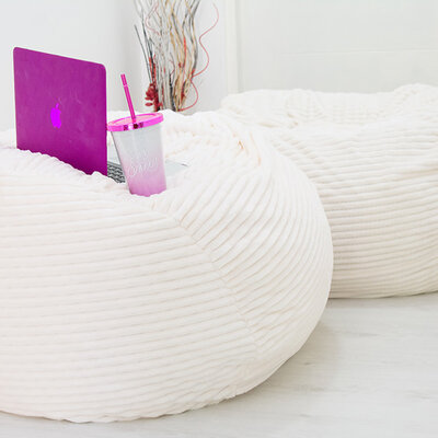 Lazy Bag Extra Jumbo štraftice beli od mikrofibera