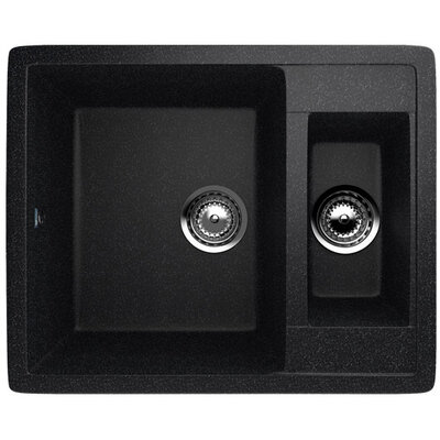 Granitna dupla sudopera sa sifonom Ulgran U106-308 četvrtasta crna