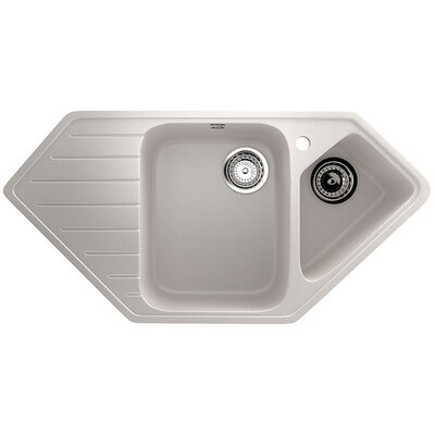 Granitna ugaona dupla sudopera sa sifonom Ulgran U409 bela