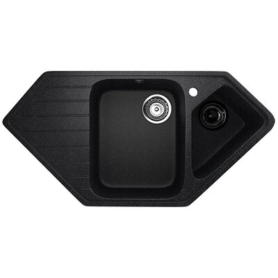 Granitna ugaona dupla sudopera sa sifonom Ulgran U409 crna