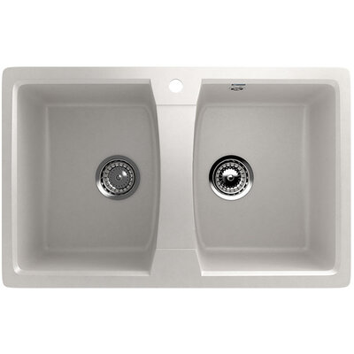 Granitna dupla sudopera sa sifonom Ulgran U402 mlečno bela