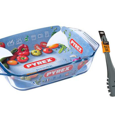 Set vatrostalni pekač pravougaoni 2,2l Pyrex+multi set siva