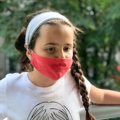 NunaNai traka za kosu sa dugmićima za masku koral