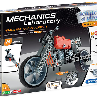 CLEMENTONI Science and Play MECHANICS Mehanika MOTOCIKL Roadster Dragster CL75030