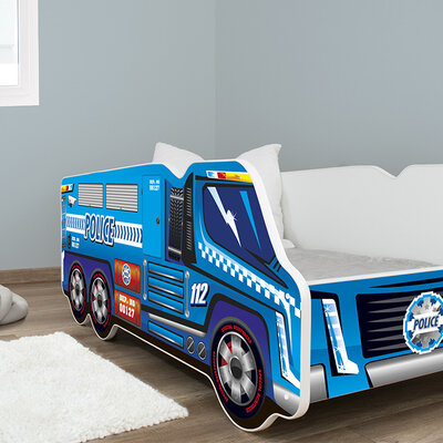 Dečiji krevet sa dušekom i letvicama truck Police 140x70 cm