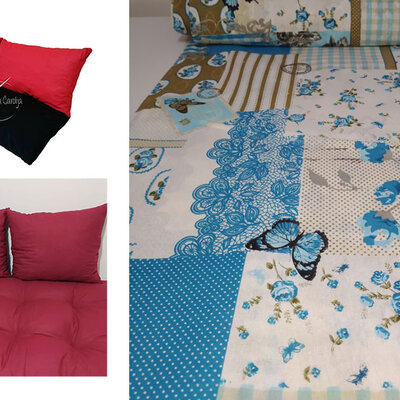 Jastuci za garniture od paleta - 130 x 50 x 50 cm - Blue Patchwork