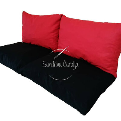 Jastuci za garniture od paleta 130 x 50 x 50 cm Crna - Crvena