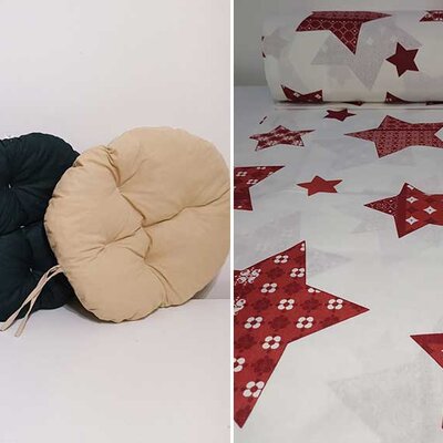 Okrugli jastuk sedalica za stolice 50 cm - Red Stars