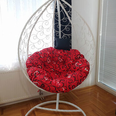 Ljuljaška Jaje - Metalna Domestico WHITE sa jastukom RED ORNAMENT 
