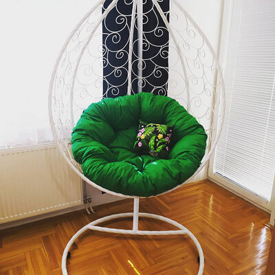 Ljuljaška Jaje - Metalna Domestico WHITE sa jastukom GREEN