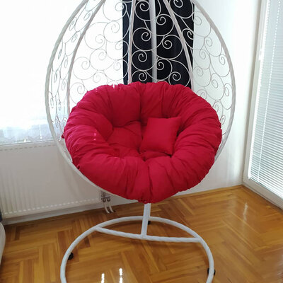Ljuljaška Jaje - Metalna Domestico WHITE sa jastukom RED
