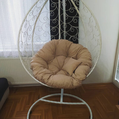 Ljuljaška Jaje - Metalna Domestico WHITE sa jastukom BEIGE