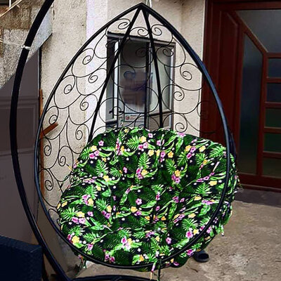 Ljuljaška Jaje - Metalna Domestico BLACK sa jastukom GREEN FLO