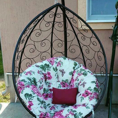 Ljuljaška Jaje - Metalna Domestico BLACK sa jastukom PINK FLO