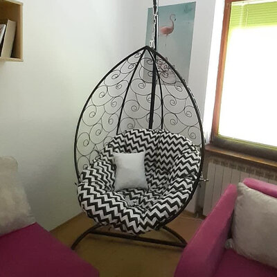 Ljuljaška Jaje - Metalna Domestico BLACK sa jastukom CIK CAK