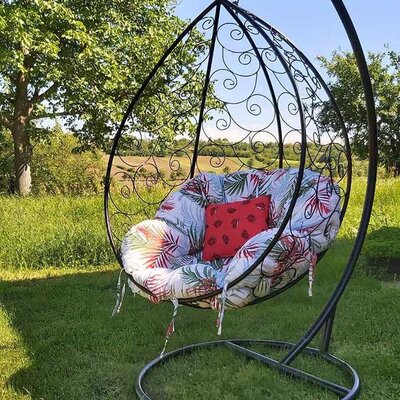 Ljuljaška Jaje - Metalna Domestico BLACK sa jastukom FLORA