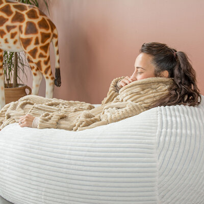 Lazy Bag Fotelja- Štraftica Bela