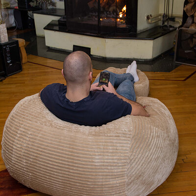 Lazy Bag Jumbo Fotelja- Štraftica Bež