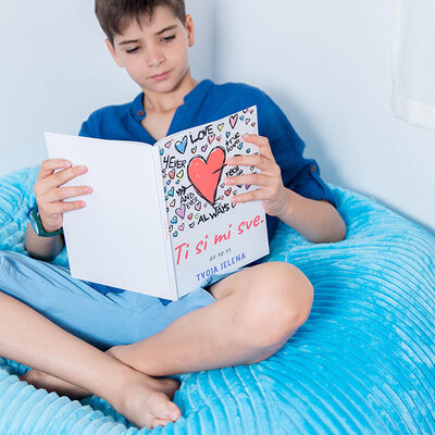 Lazy Bag fotelja Kids Štraftica plava