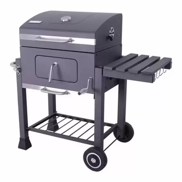 Roštilj Na Ćumur Sa Sklopivom Policom, Točkovima i Termometrom